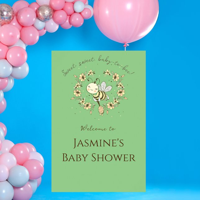 Whimsical Bee Wreath Baby Shower Welcome Sign (Creator Uploaded)