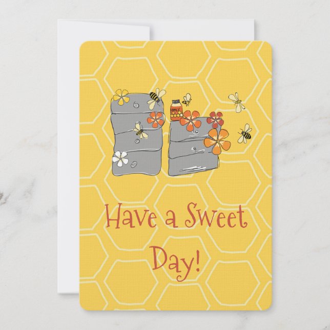 Whimsical Beehive Greeting Card (Front)