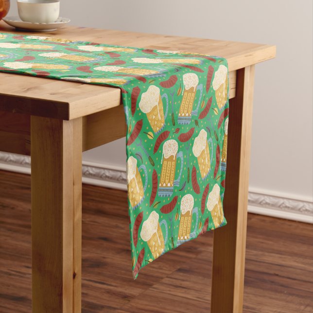 Whimsical Beers & Brats  Short Table Runner (In Situ)