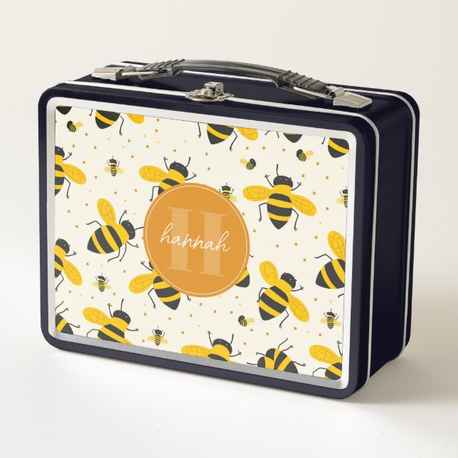 Whimsical Bees Metal Lunchbox (Front)