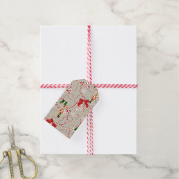 Whimsical Beige Nutcracker Candy Cane Christmas Gift Tags