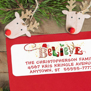 Whimsical BELIEVE Typography Christmas Santa