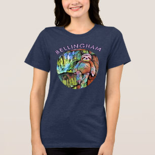 Whimsical Bellingham Sloth T-Shirt Tri-Blend Shirt
