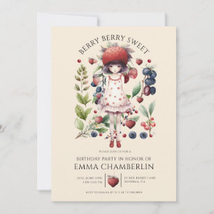 Whimsical Berry Sweet Girl's Birthday Party Invitation