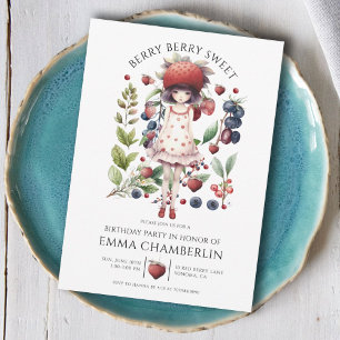 Whimsical Berry Sweet Girl's Birthday Party Invitation