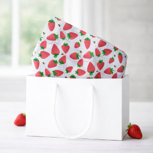 Whimsical Berry Sweet Strawberries Bees Tissue Paper