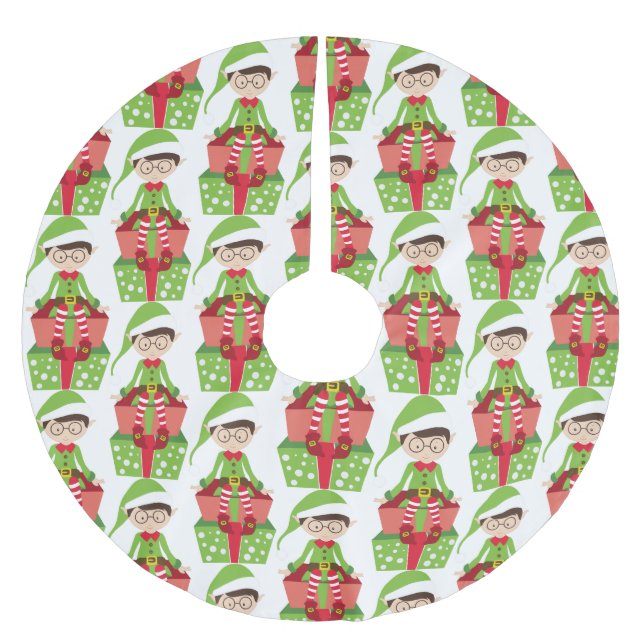 Whimsical Bespeckled Elf Brushed Polyester Tree Skirt (Front)