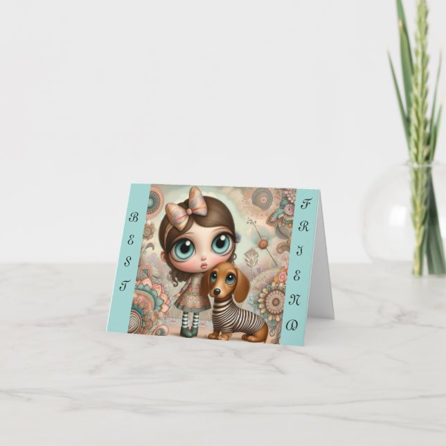Whimsical Best Friend Dachshund Card (Front)