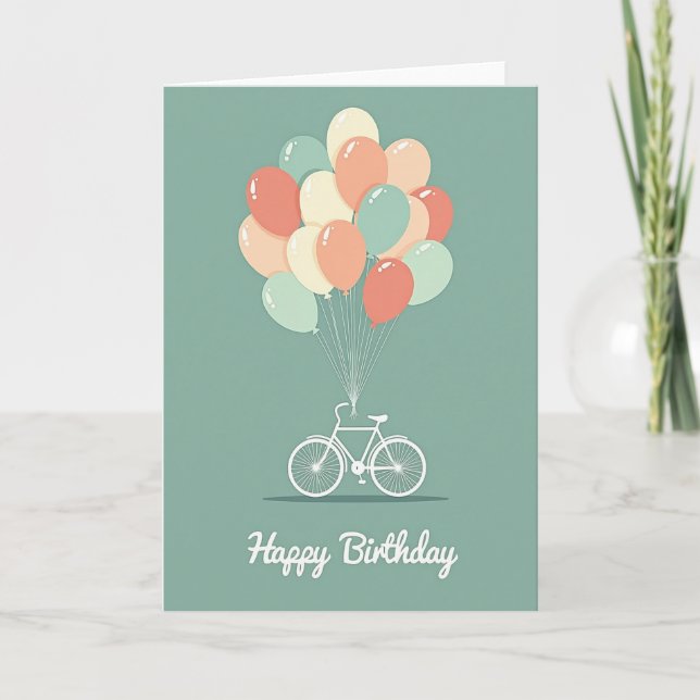 Whimsical Bicycle Birthday Card (Front)