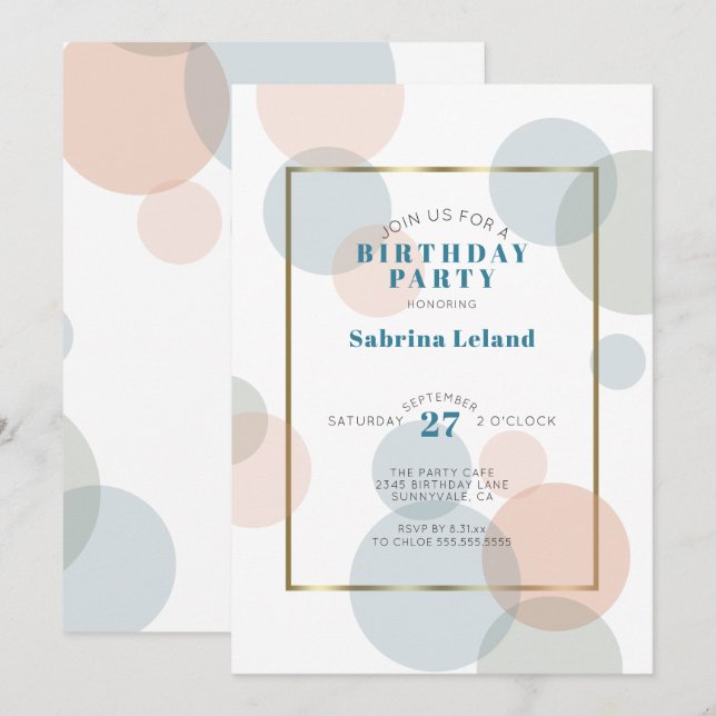 Whimsical Big Confetti Birthday Party Invitation (Front/Back)