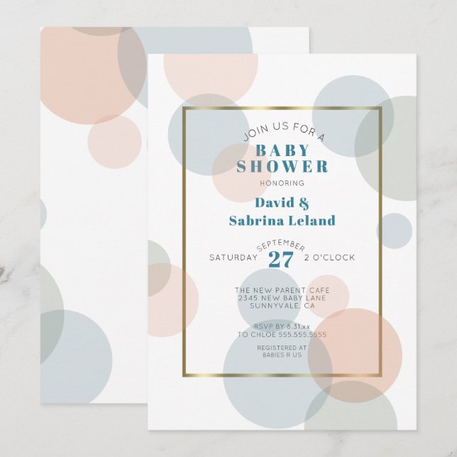 Whimsical Big Confetti Gender Neutral Baby Shower Invitation (Front/Back)
