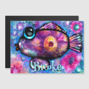 Whimsical Big-Eye Fish Personalized Magnet Card