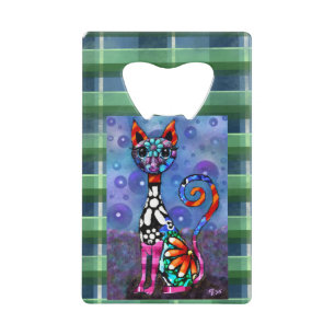 Whimsical Big-Eyed Funky Abstract Kitty Cat