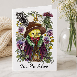 Whimsical Bird and Wildflower Name Design Card