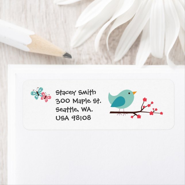 Whimsical Bird Customisable Return Address Label (Insitu)