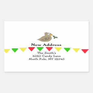 Whimsical Bird New Address Rectangular Sticker