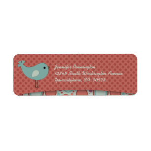 Whimsical bird polkadots return address labels