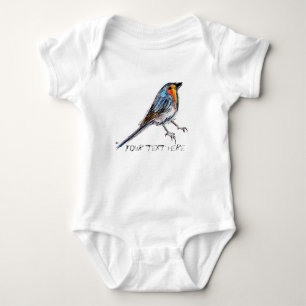 Whimsical Bird Robin Illustration Baby Bodysuit
