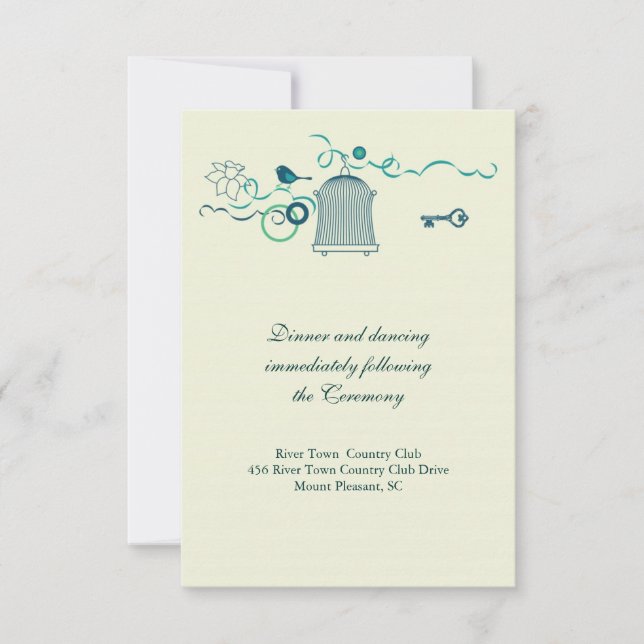 Whimsical Birdcage Wedding Response Card (Front)