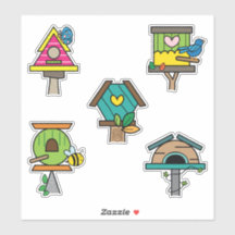 Whimsical Birdhouse Colourful Stickers