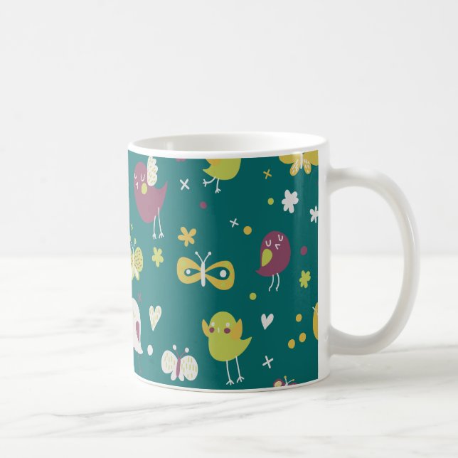 Whimsical Birds and Butterflies Coffee Mug (Right)