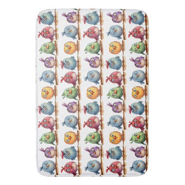 Whimsical Birds Bath Mat (Front Vertical)