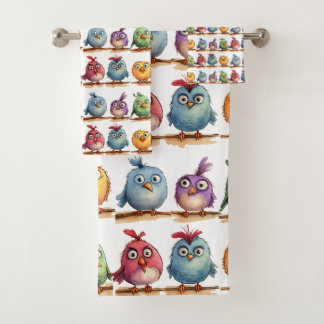 Whimsical Birds Bath Towel Set