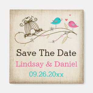 Whimsical Birds in Love Save The Date Magnet
