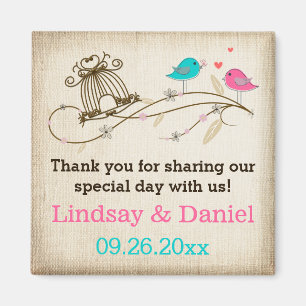 Whimsical Birds in Love Wedding Favour Magnet
