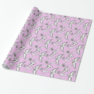 Whimsical birds in the clouds custom colour wrap wrapping paper