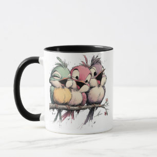 Whimsical birds mug