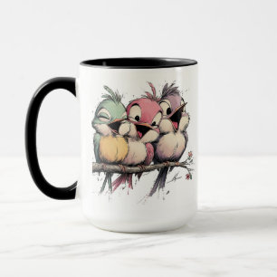 Whimsical birds mug
