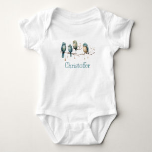 Whimsical Birds on Branches  Pastel Baby Shower Bodysuit