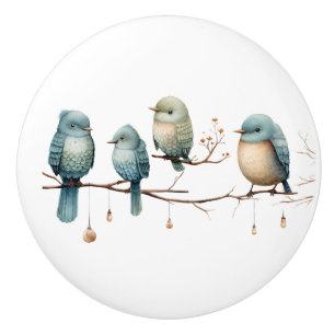 Whimsical Birds on Branches Timeless Elegance Ceramic Knob