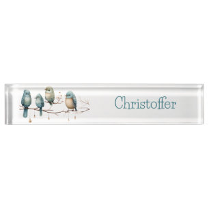 Whimsical Birds on Branches Timeless Elegance Nameplate