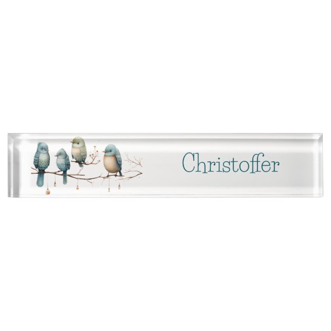 Whimsical Birds on Branches Timeless Elegance Nameplate (Front)
