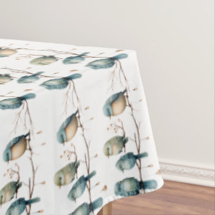 Whimsical Birds on Branches Timeless Elegance Tablecloth