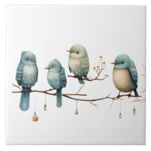 Whimsical Birds on Branches Timeless Elegance Tile
