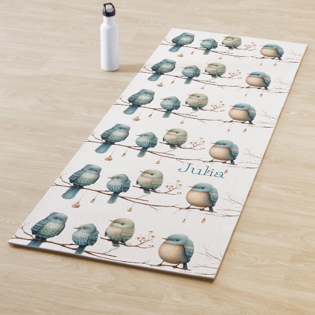 Whimsical Birds on Branches Timeless Elegance Yoga Mat (In Situ)