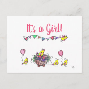 Whimsical Birds on Parade Virtual Baby Card Shower