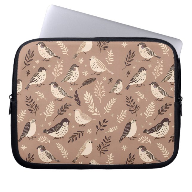 Whimsical Birds Pattern Laptop Sleeve (Front)