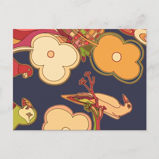 Whimsical Birds Postcard (Front)