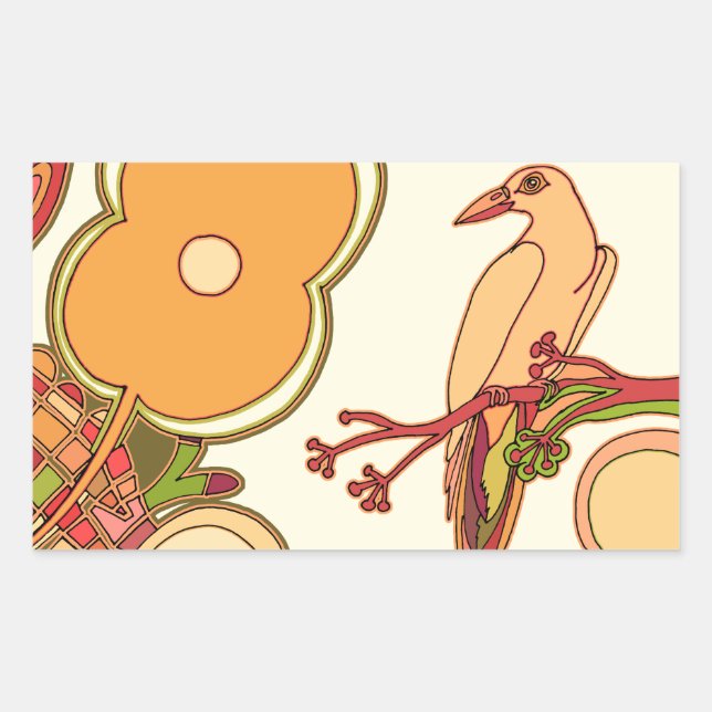 Whimsical Birds Rectangular Sticker (Front)