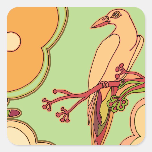 Whimsical Birds Square Sticker (Front)