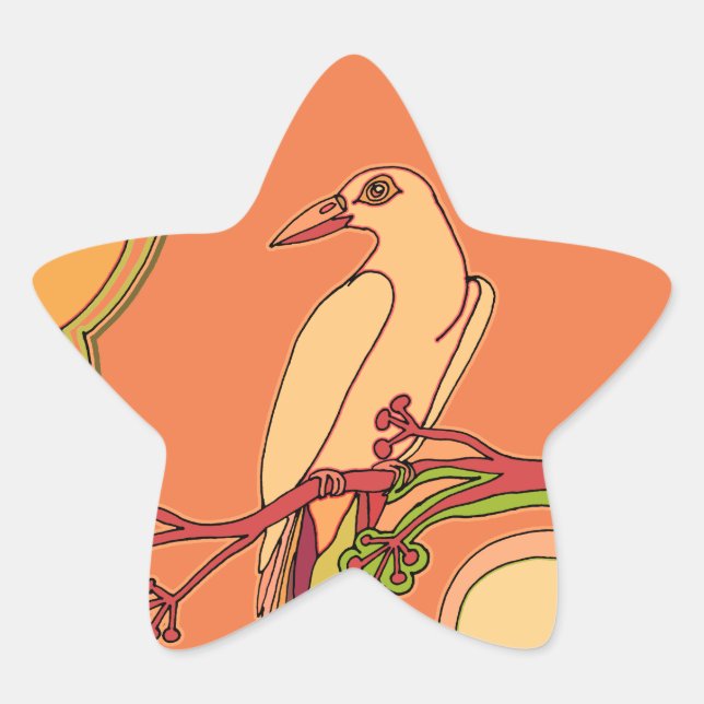 Whimsical Birds Star Sticker (Front)