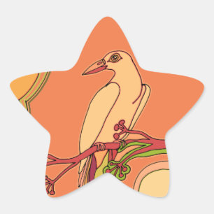 Whimsical Birds Star Sticker