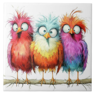 Whimsical birds tile