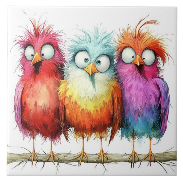 Whimsical birds tile (Front)