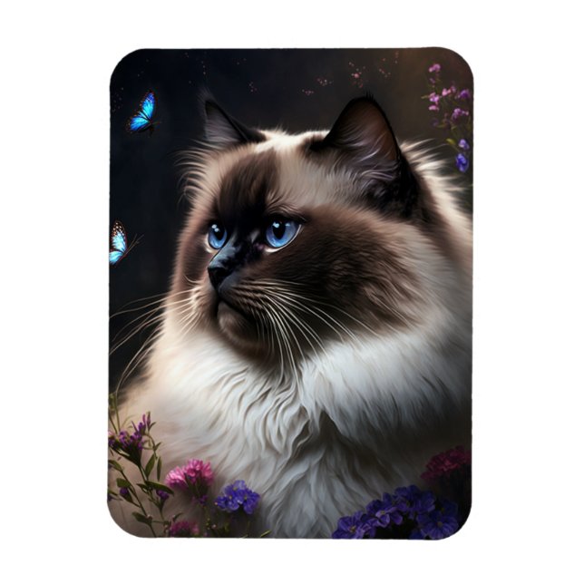 Whimsical Birman Cat Flexible Magnet (Vertical)