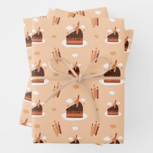 Whimsical Birthday Cake & Candles Seamless Pattern Wrapping Paper Sheet